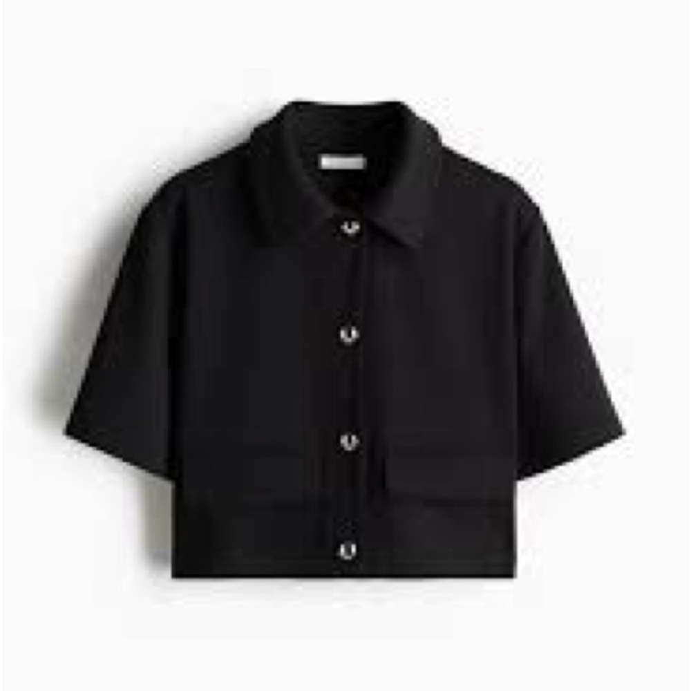 Women's Black Jersey Short-Sleeve Cardigan S
